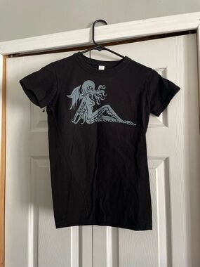 Tultex Black Tee with Light Gray Sea Creature Graphic